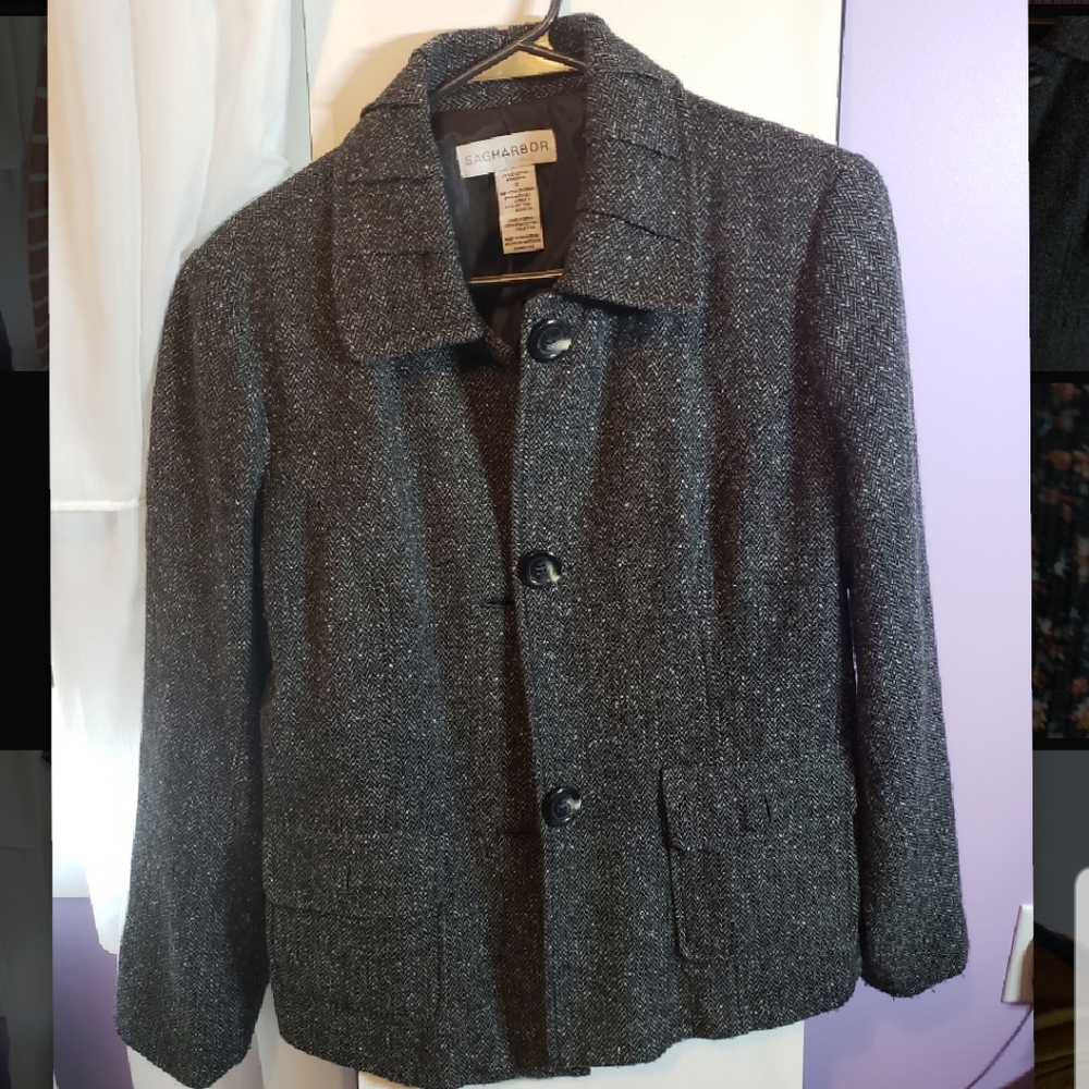 Sagharbor button up blazer in heathered grey